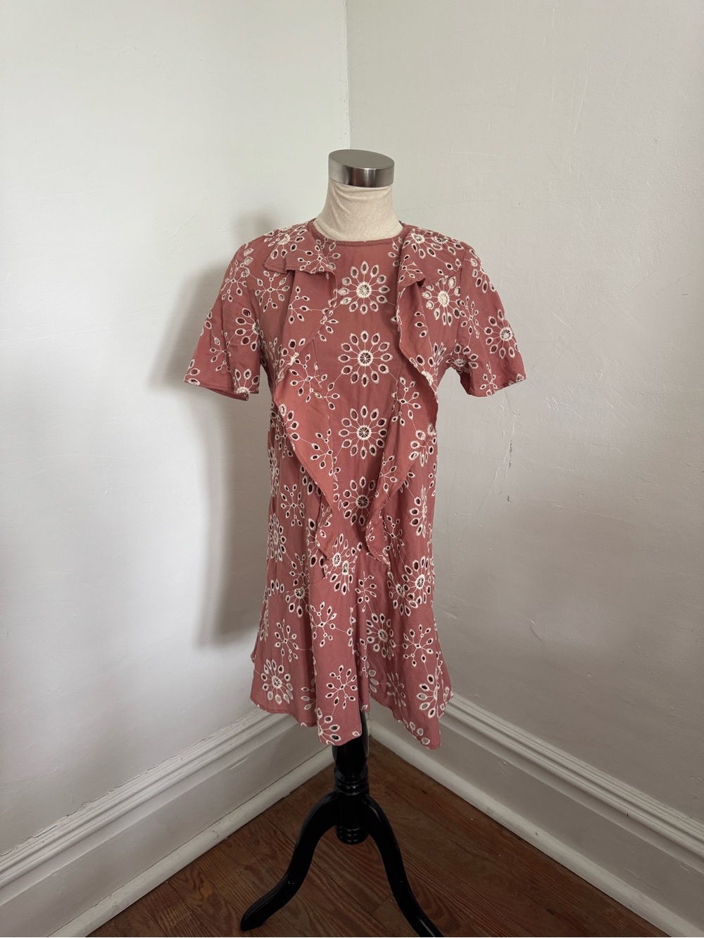 Zara Dusty Rose Eyelet Mini Dress